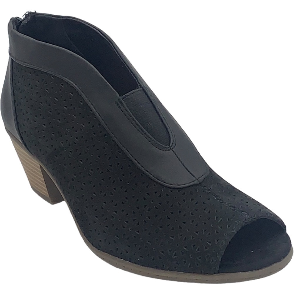 Earth Origins Boots Womens 6 M Black Carden Nubuck Peep Toe Booties Shoes